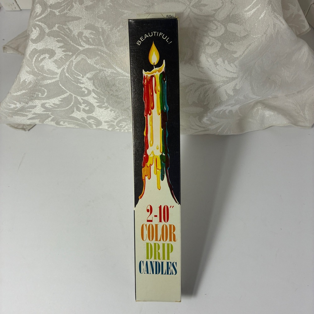 VTG General Wax & Candle Co 10 Inch Color Drip Candles Set of 2 Multi-Color